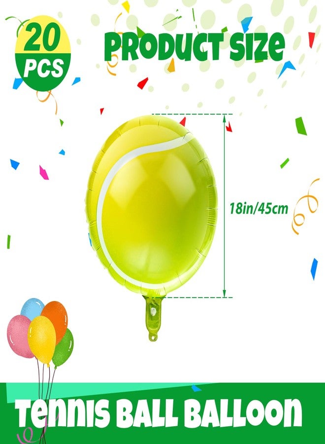 Motionchic 20 Pcs 18 Inch Tennis Balloon Tennis Party Decorations Foil Large for Sports Themed Birthday Women Men Decor Party Supplies, Green - Image 2